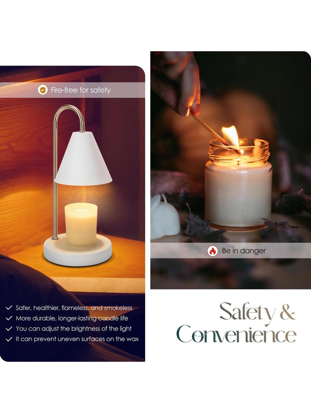 AIMOPTG Candle Warmer Lamp with Adjustable Light and Flame-Free Safety